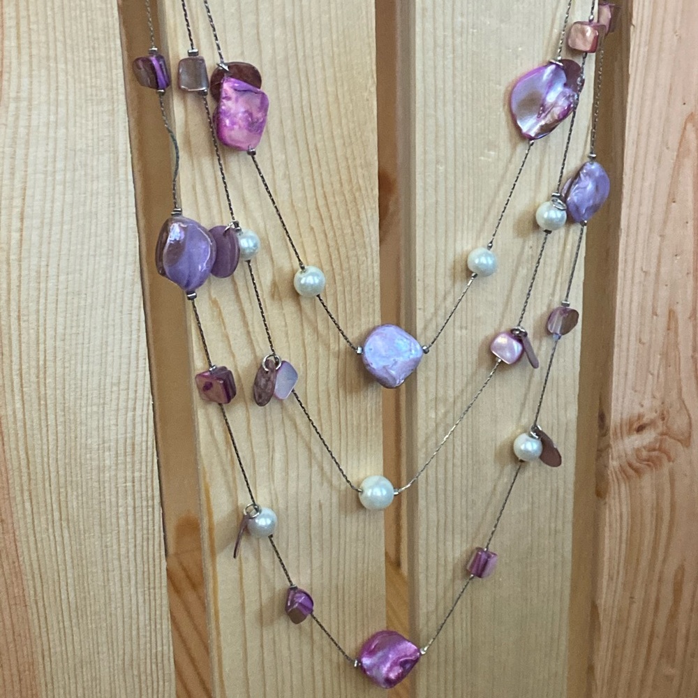 Purple Bead Multi-Strand Necklace